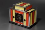 Radio-Glo Stained Glass + Chrome Radio in Coral with Yellow - Exceptional